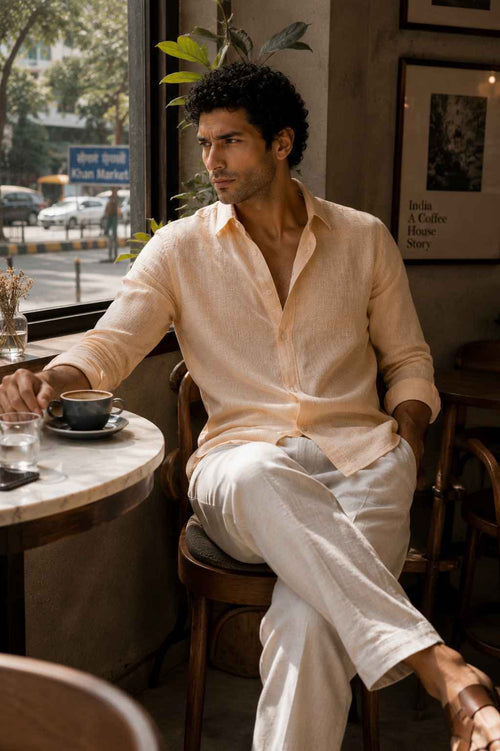 Blush Peach Linen Shirt