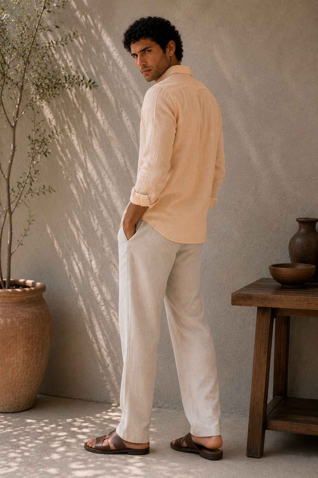 Blush Peach Linen Shirt