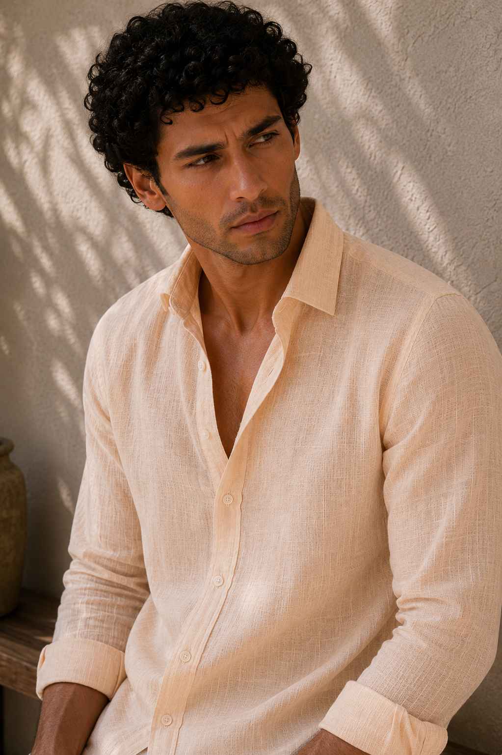 Blush Peach Linen Shirt