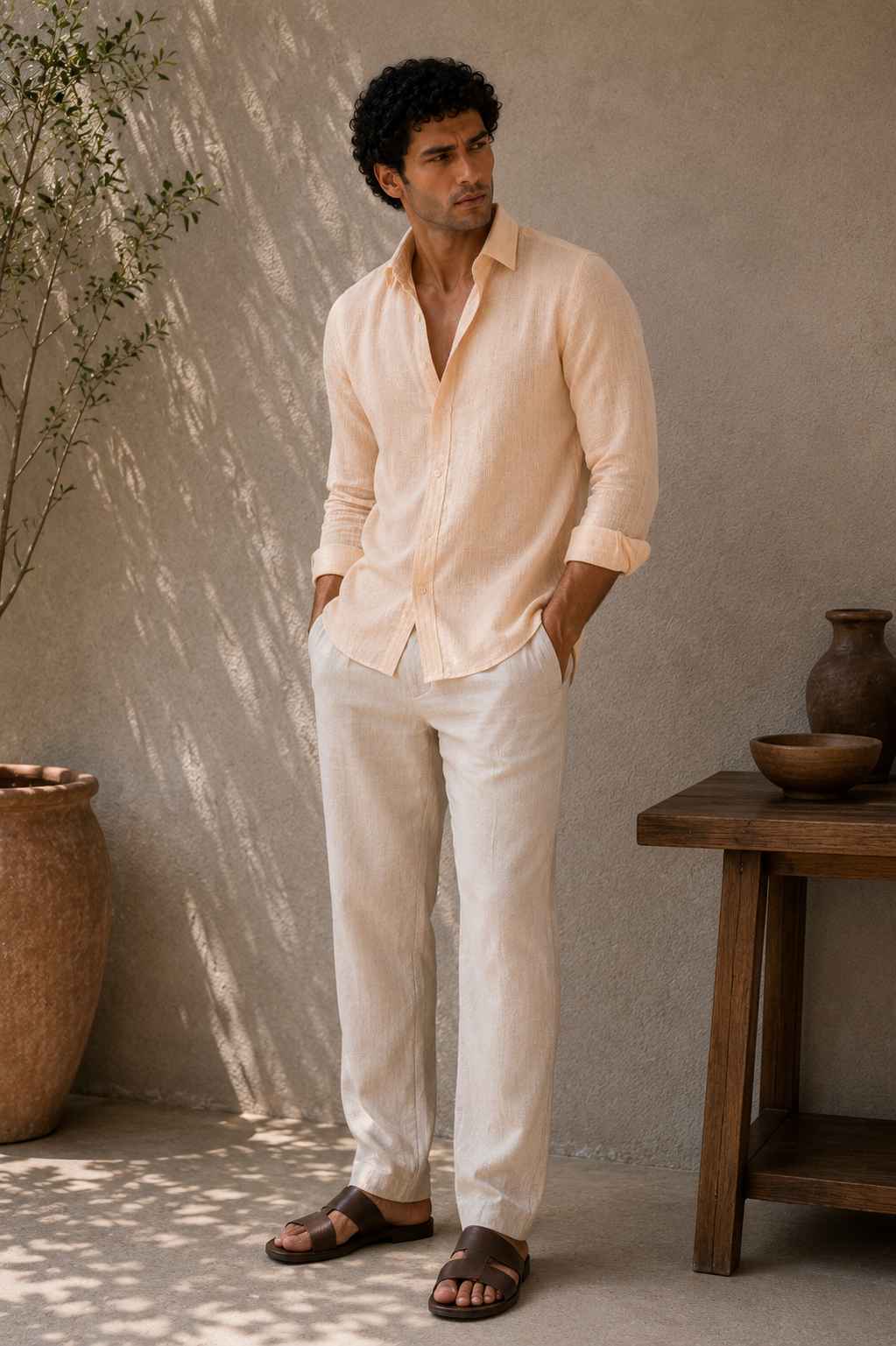 Blush Peach Linen Shirt