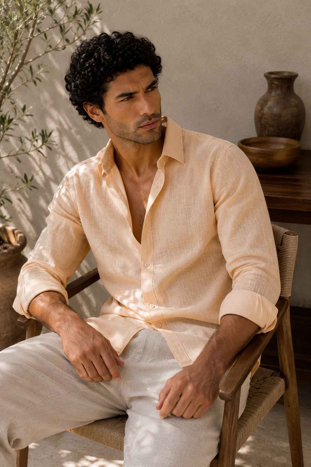 Blush Peach Linen Shirt