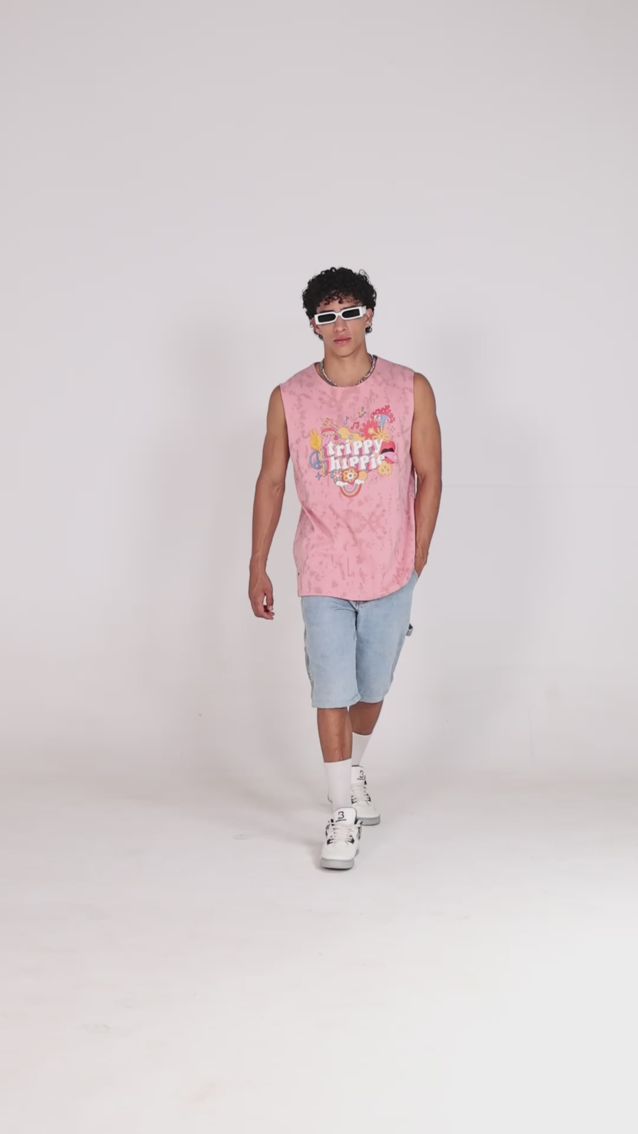 Pink tie-dye Tank top 100% cotton