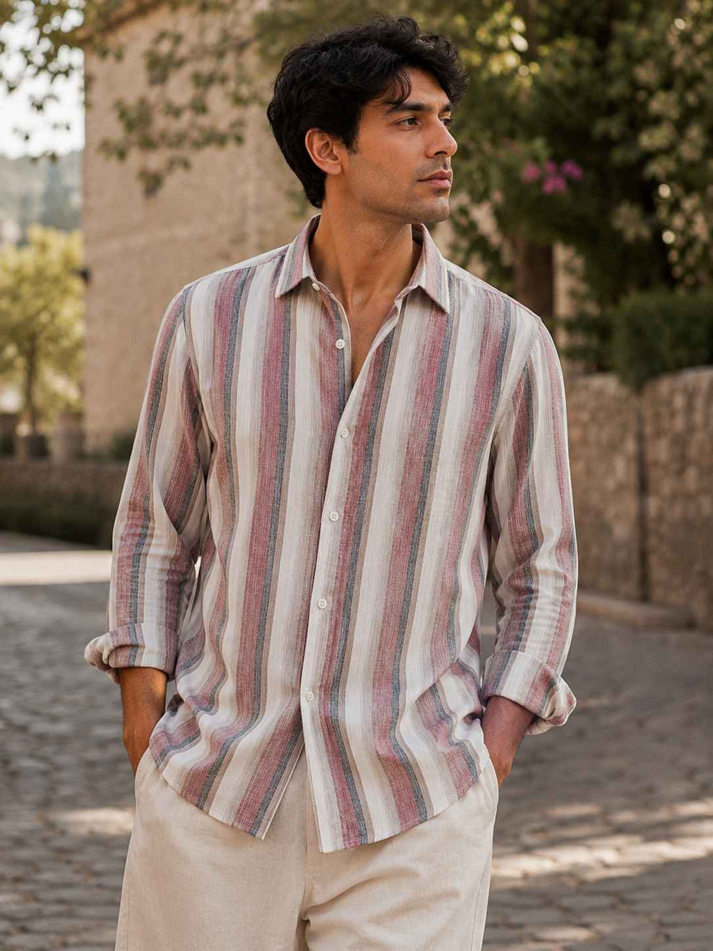 Rosewood Stripe Linen Shirt