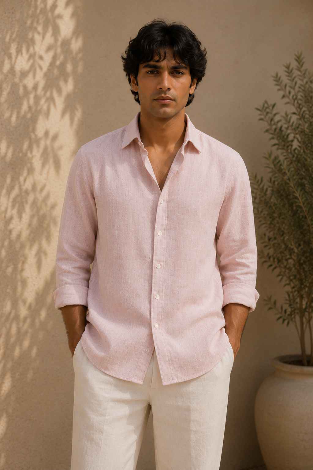 Subtle Pink Pure Linen Shirt - European 60 LEA