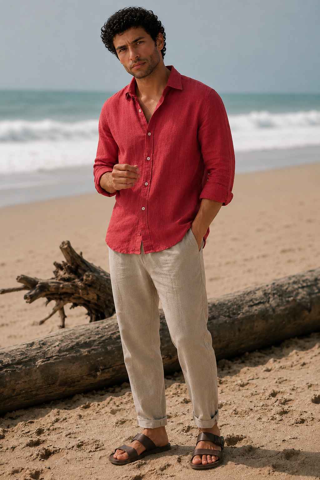 Terracotta Red Linen Shirt