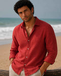Terracotta Red Linen Shirt