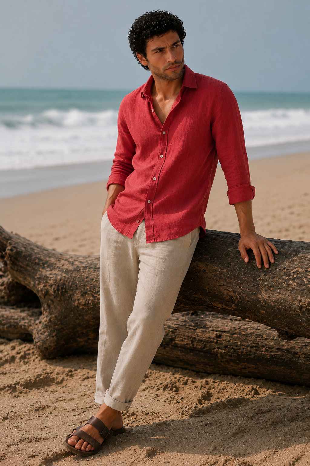 Terracotta Red Linen Shirt